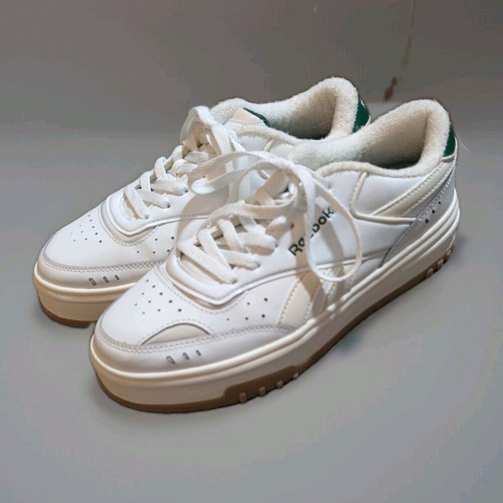Reebok Club C Extra Platform Sneakers Chalk Glen Green Chunky Women's Size 9